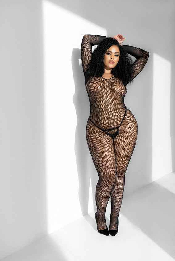 CT Lingerie plus size fishnet bodysuit — Long Sleeve
