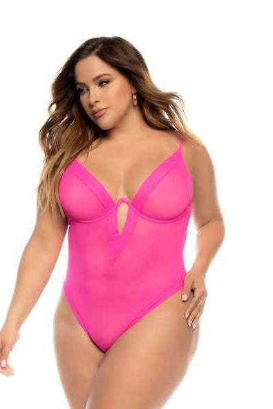 CT Lingerie Sheer Plunge plus size teal bodysuit lingerie