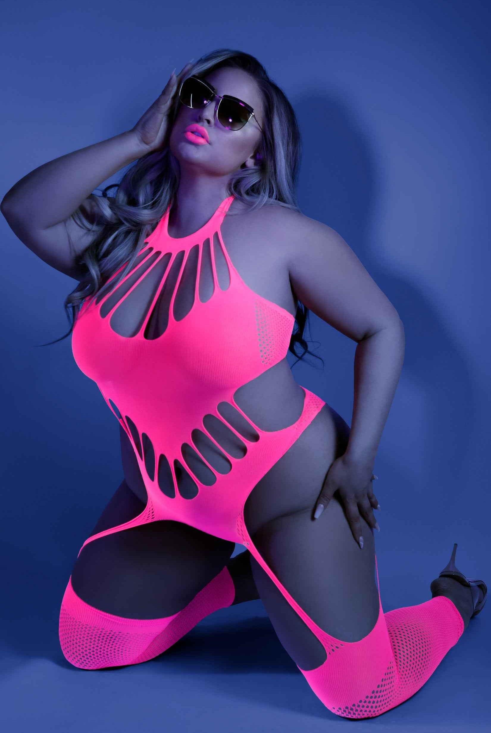 CT Lingerie plus size neon lingerie Sexy Cutout Bodystocking