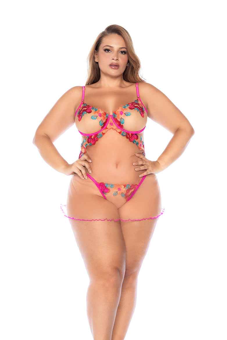 CT Lingerie Floral Embroidered plus size babydoll lingerie