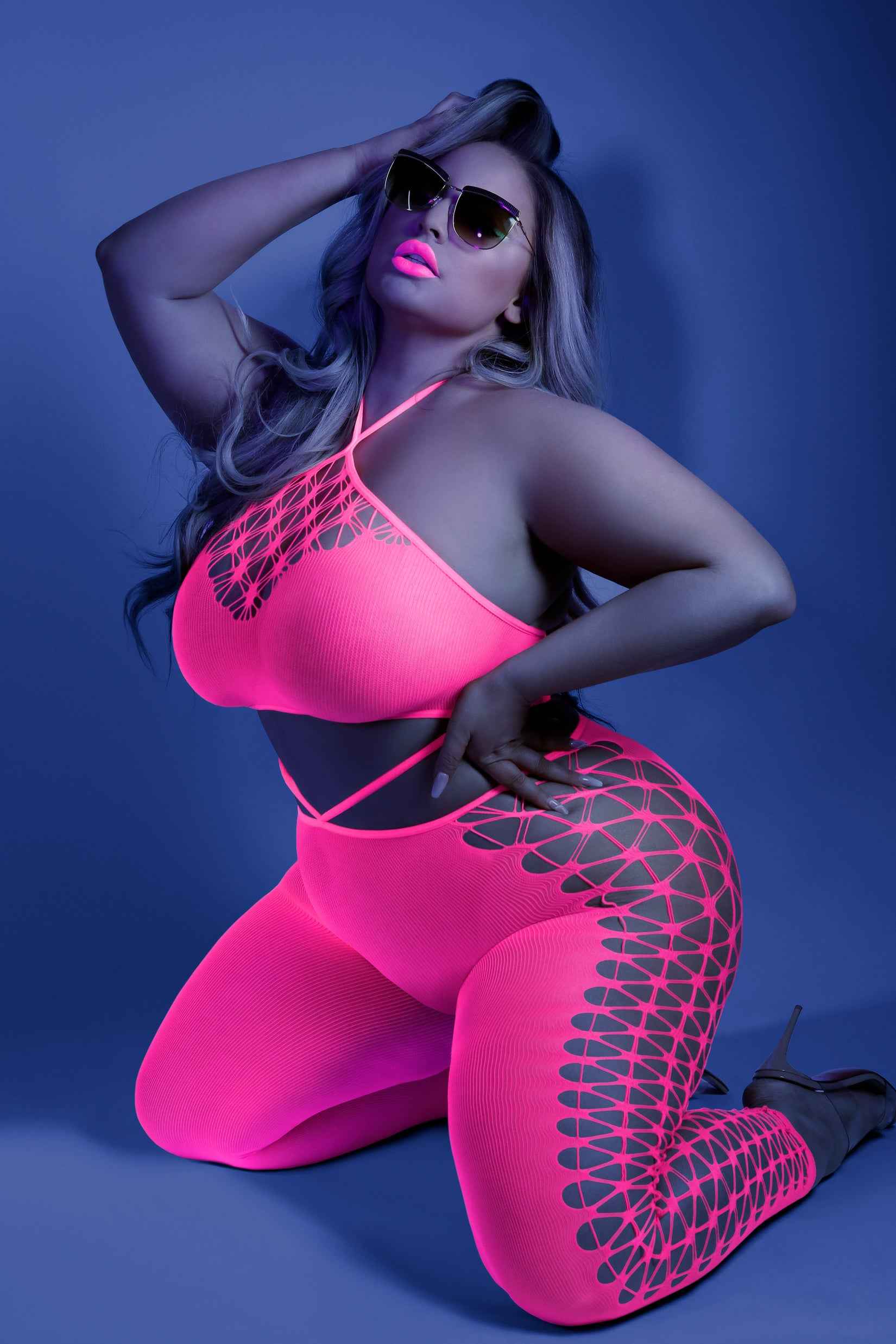 CT Lingerie Neon Fishnet Bodystocking plus size lingerie set