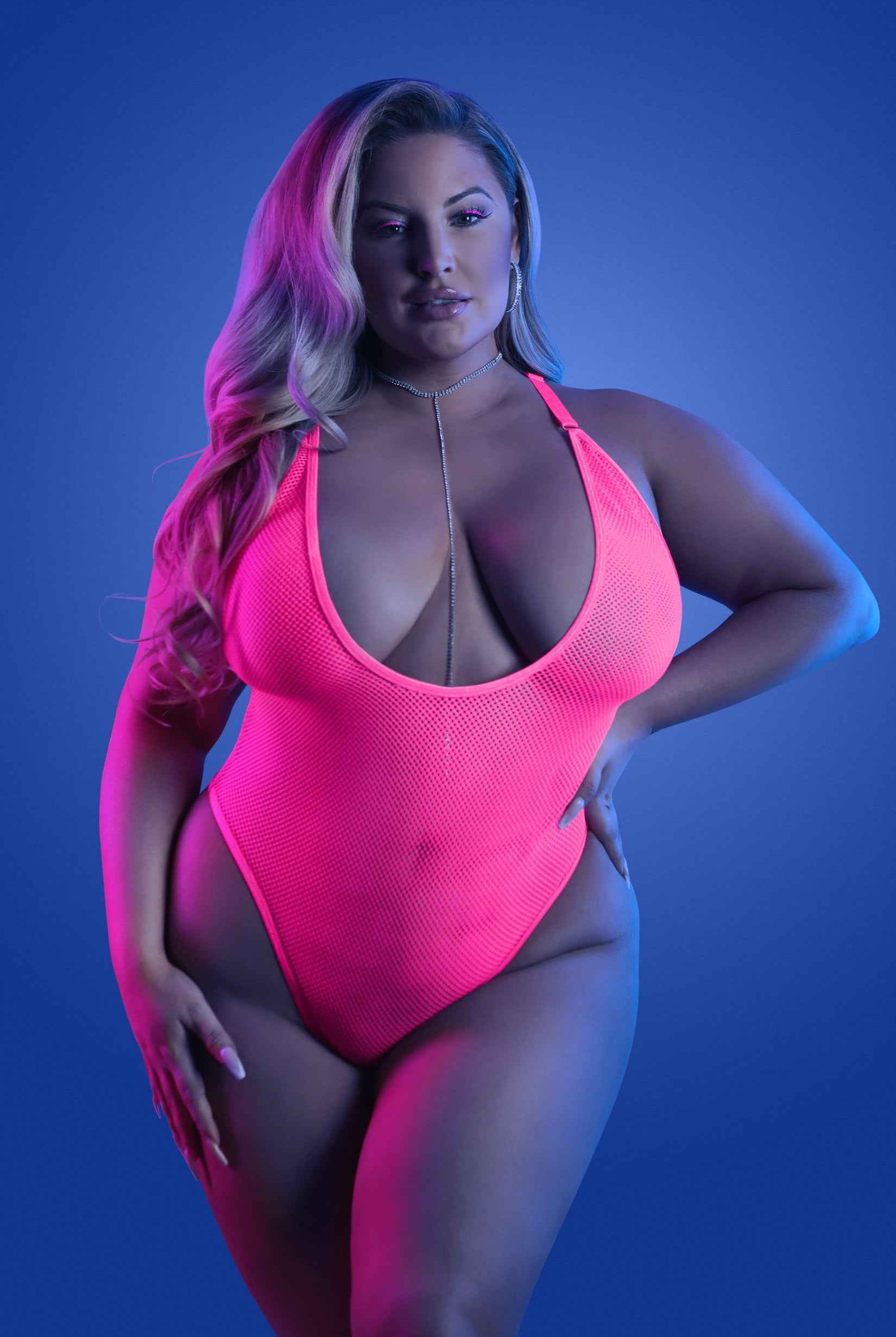 CT Lingerie plus size neon lingerie Sexy Halter Bodysuit