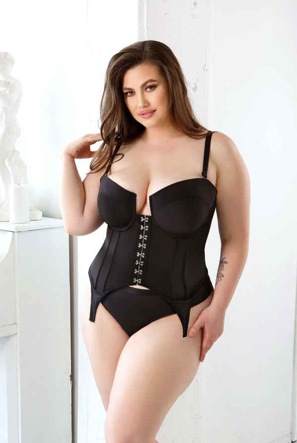CT Lingerie plus size black bustier lingerie, underwire