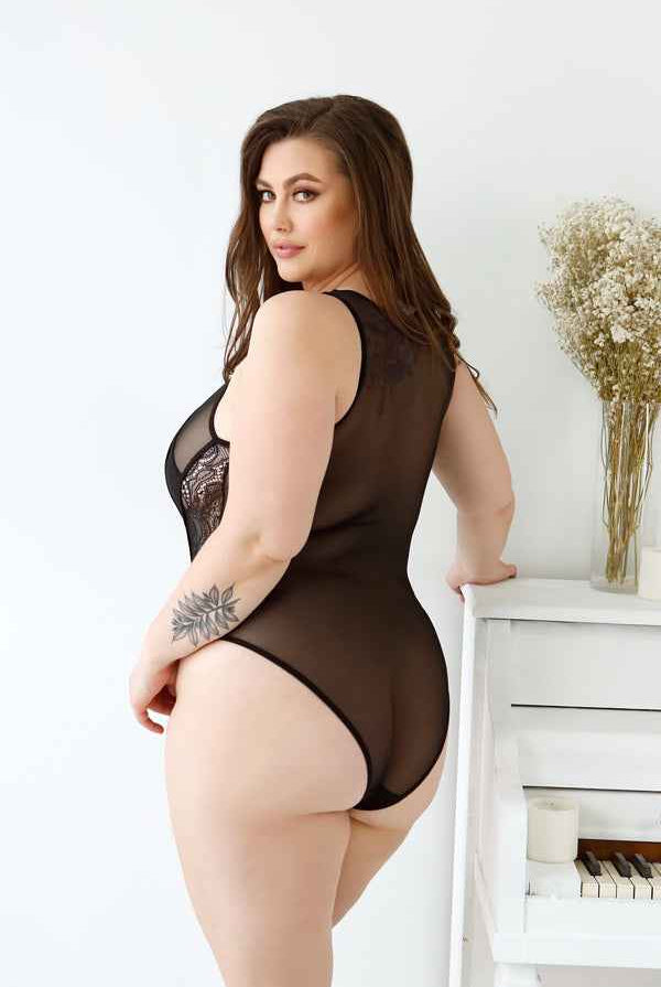 CT Lingerie plus size sheer lingerie Bodysuit Crisscross