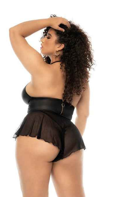 CT Lingerie plus size black lingerie Halter Mesh Romper
