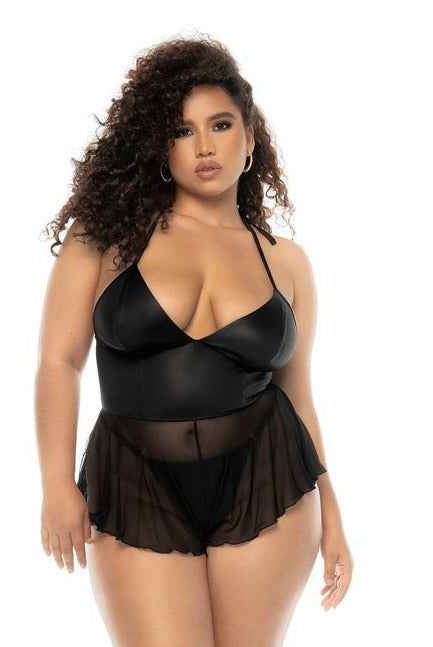 CT Lingerie plus size black lingerie Halter Mesh Romper