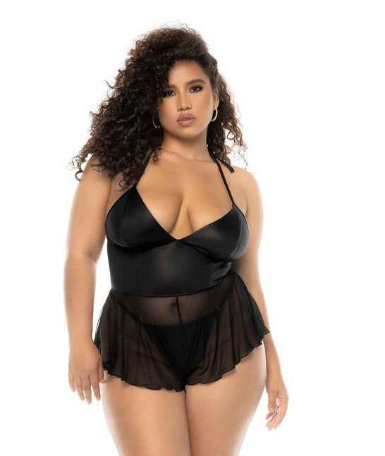 CT Lingerie plus size black lingerie Halter Mesh Romper