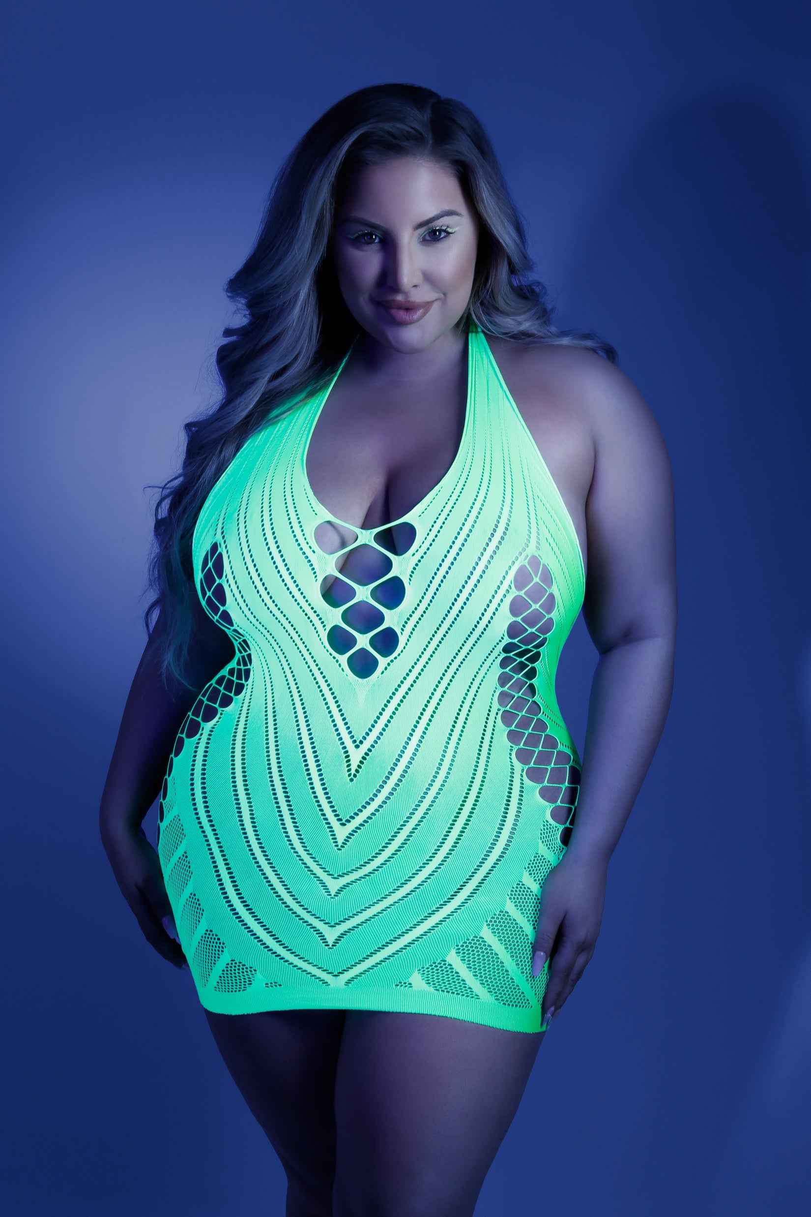 CT Lingerie plus size neon lingerie Glow Halter Mini