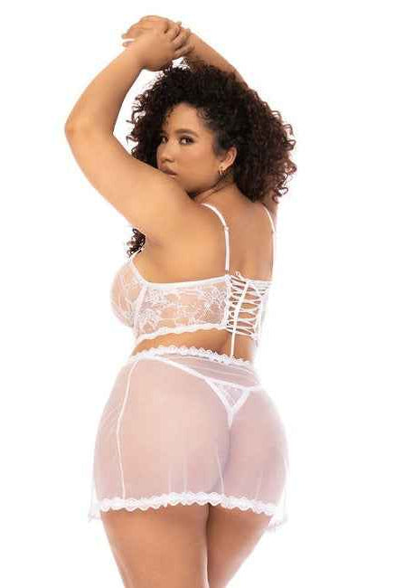CT Lingerie plus size white lace lingerie Sheer Babydoll