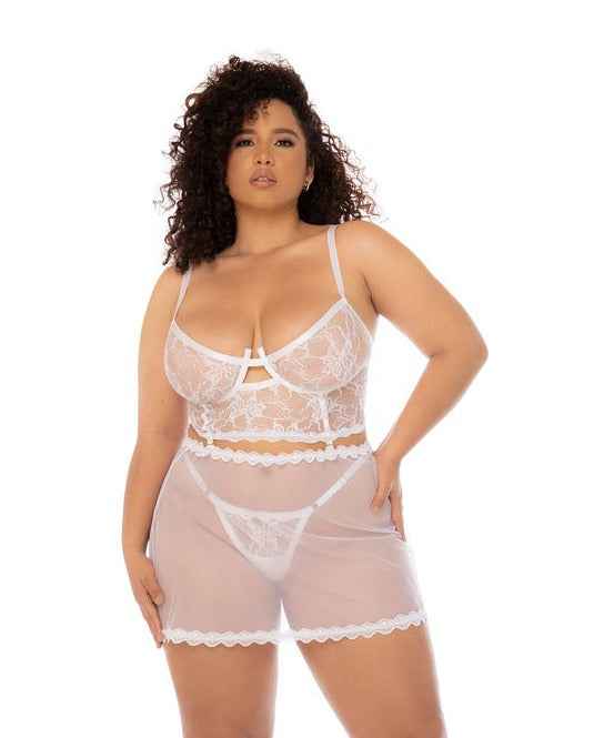 CT Lingerie plus size white lace lingerie Sheer Babydoll