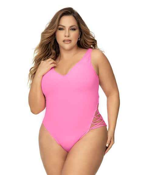 CT Lingerie Luxe Hot Pink One Piece Swimsuit - Plus Size Swimwear