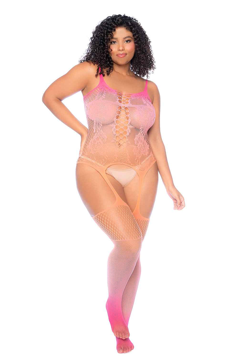 CT Lingerie Pink Ombre Plus Size Lingerie Bodystocking