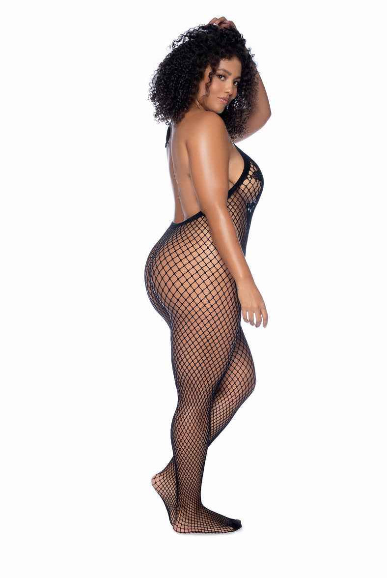 CT Lingerie Plus Size Crotchless Bodystocking Black Mesh
