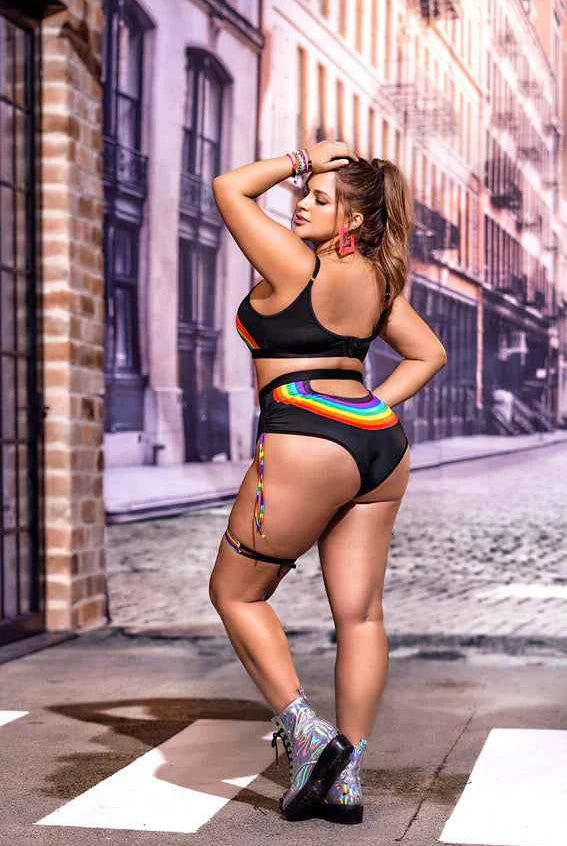 CT Lingerie Rainbow Top & Panty Set Plus Size High-Waist