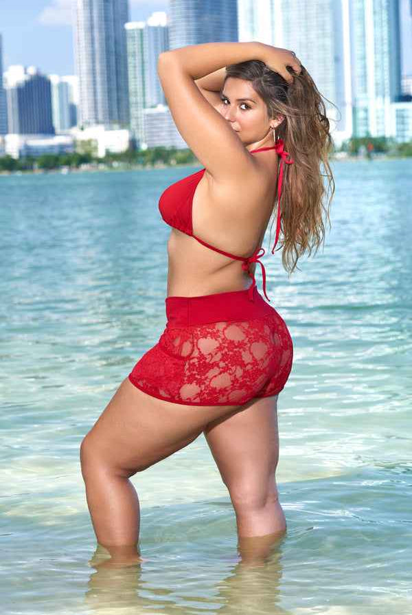 CT Lingerie Plus Size Autumn Floral Lace Cover Up Bottoms