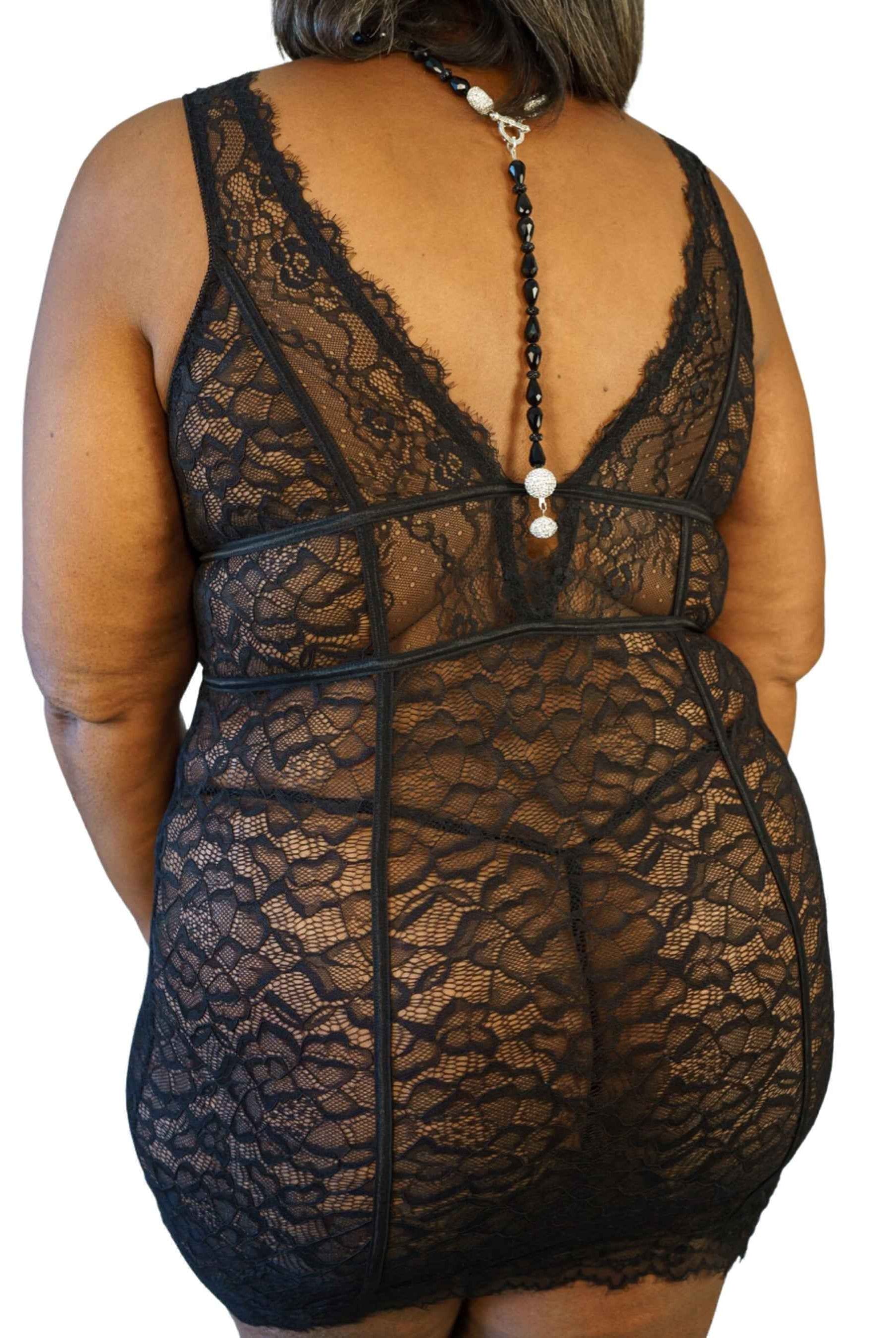 CT Lingerie Clearance Plus Size sexy black lace chemise