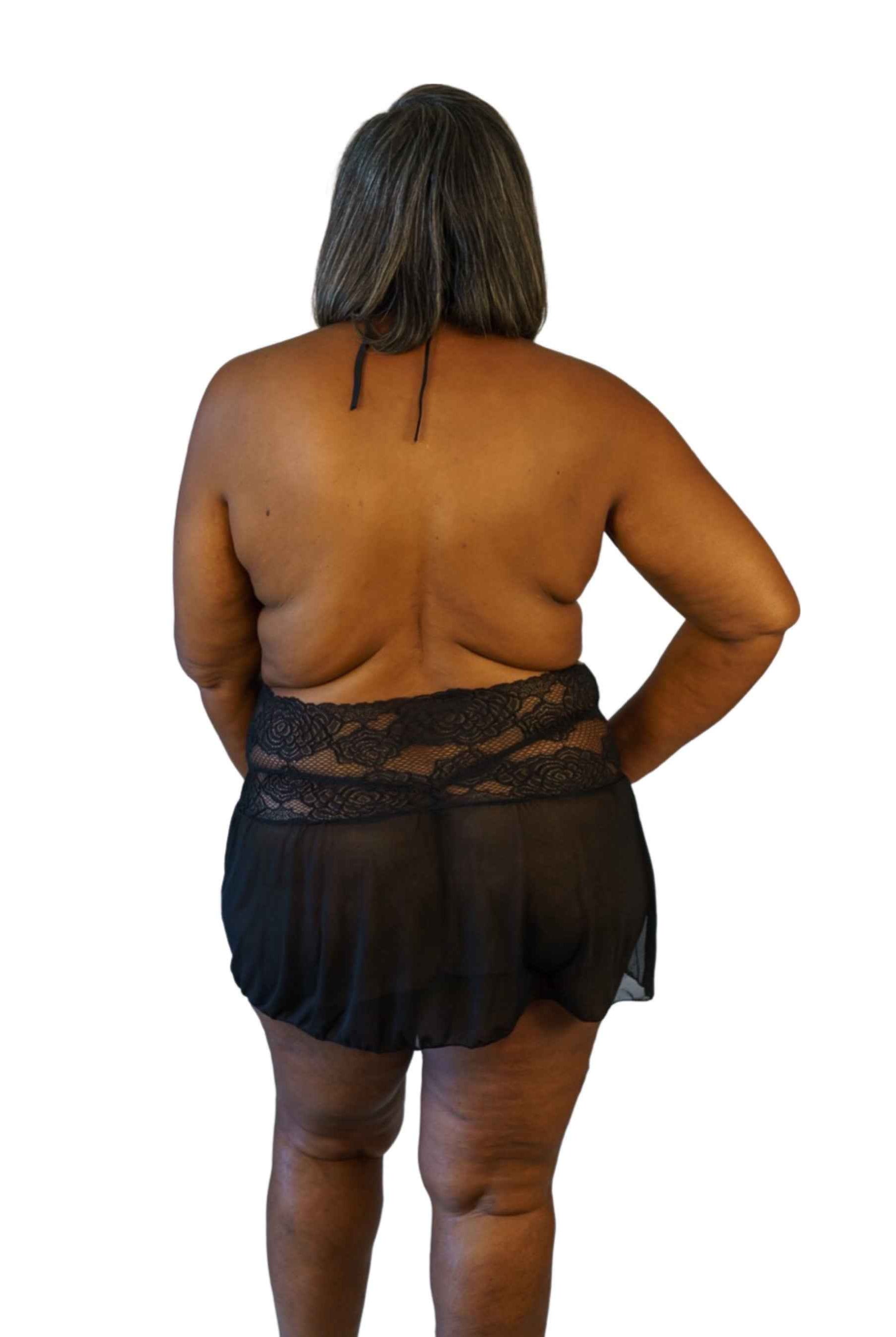 CT Lingerie Clearance black lace plus size babydoll - Sheer