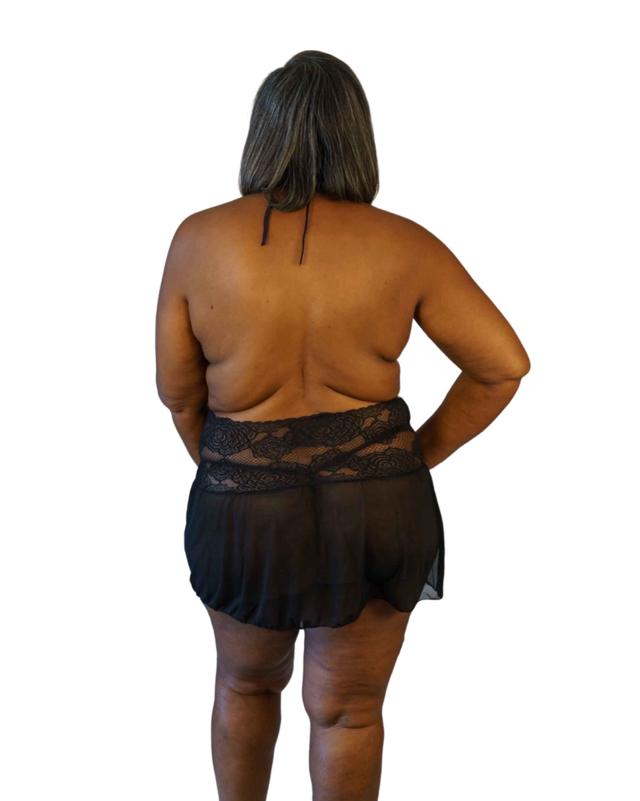 CT Lingerie Clearance black lace plus size babydoll - Sheer