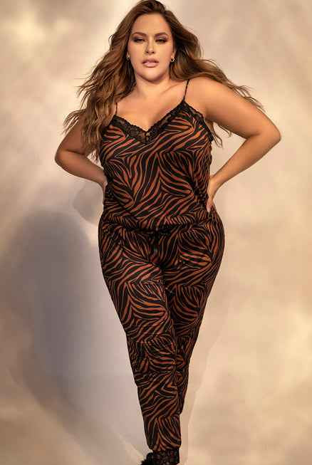 CT Lingerie Zebra Print Lace plus size lingerie set