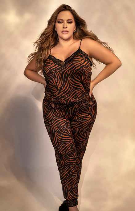 CT Lingerie Zebra Print Lace plus size lingerie set