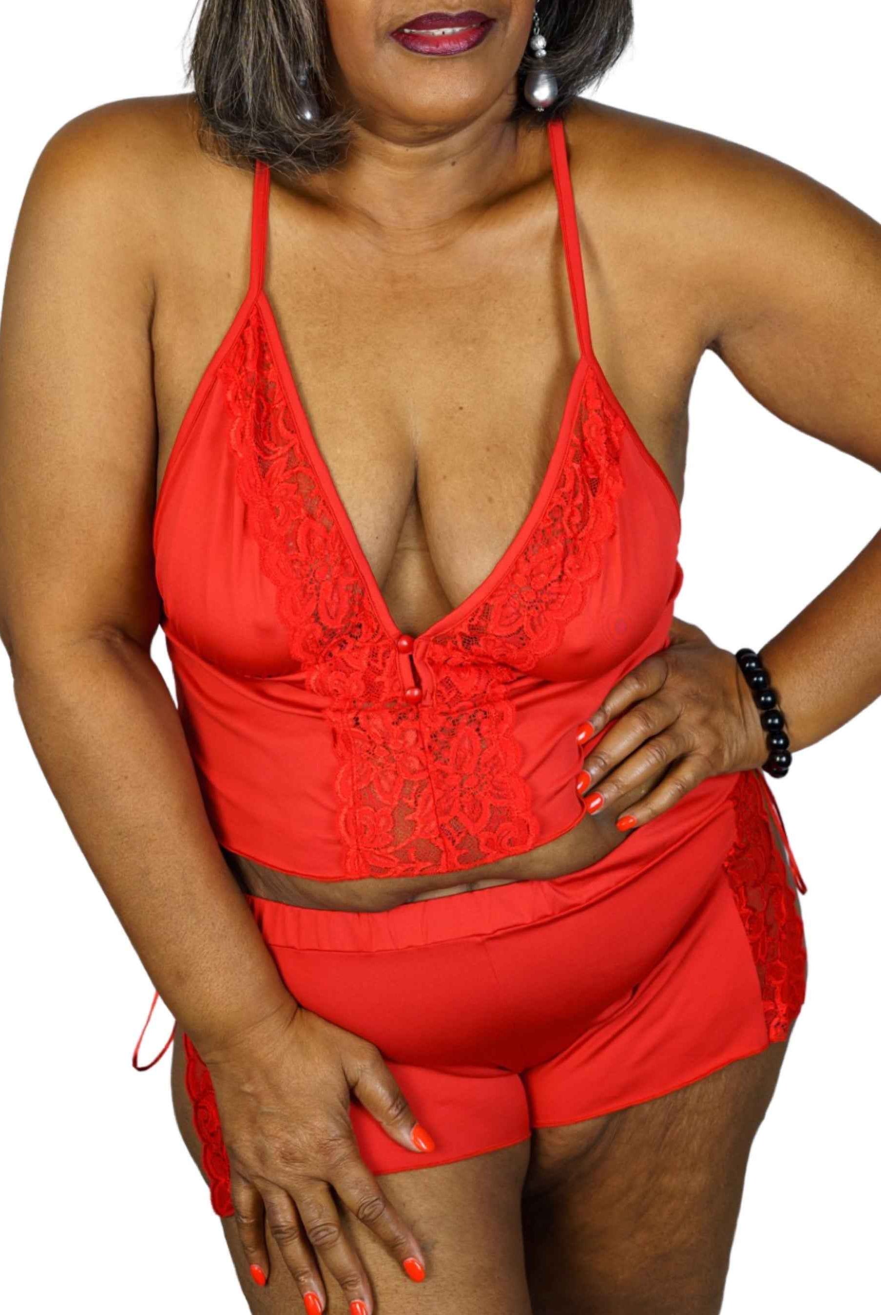 CT Lingerie Clearance Plus Size Floral Lace Cami Set