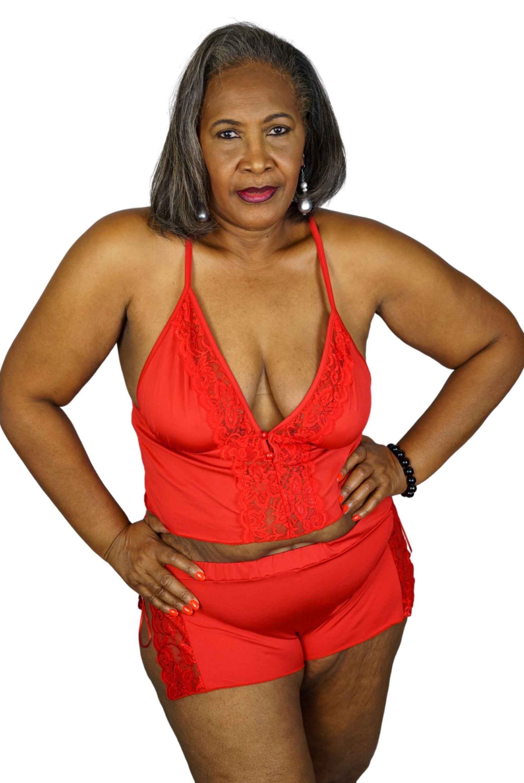 CT Lingerie Clearance Plus Size Floral Lace Cami Set