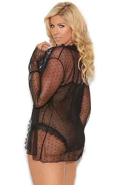CT Lingerie Clearance Polka Dot Mesh Robe Lingerie Plus Size