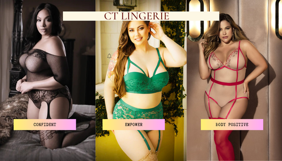 CT Lingerie ad showing three plus size models in lingerie 5 Ways to Feel Confident in Lingerie, No Matter Your Size