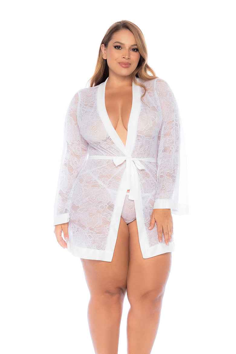 Elegant ct lingerie plus size bridal robe Sheer Lace