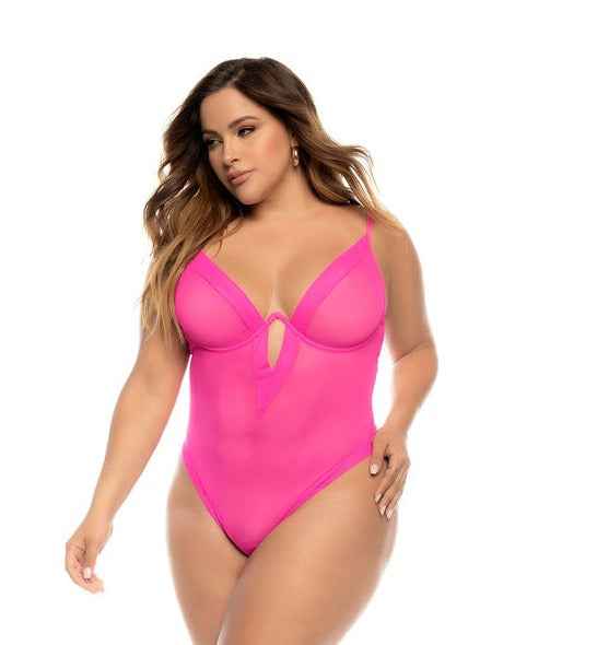 CT Lingerie Sheer Plunge plus size teal bodysuit lingerie