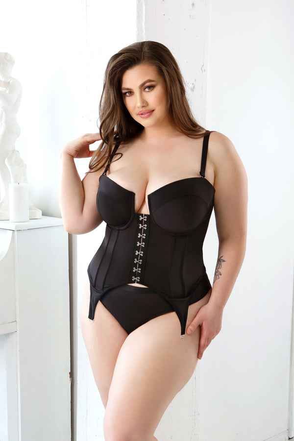 CT Lingerie plus size black bustier lingerie, underwire