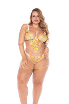 CT Lingerie plus size babydoll in yellow floral lace free-spirited lingerie for plus size