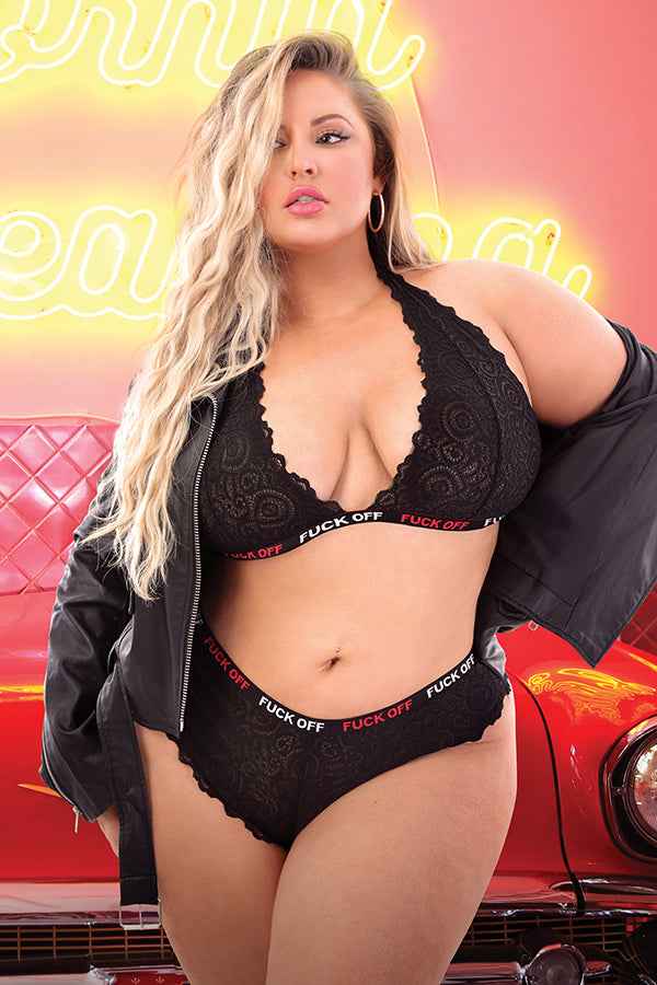 CT Lingerie Plus Size black lace bralette and panty set