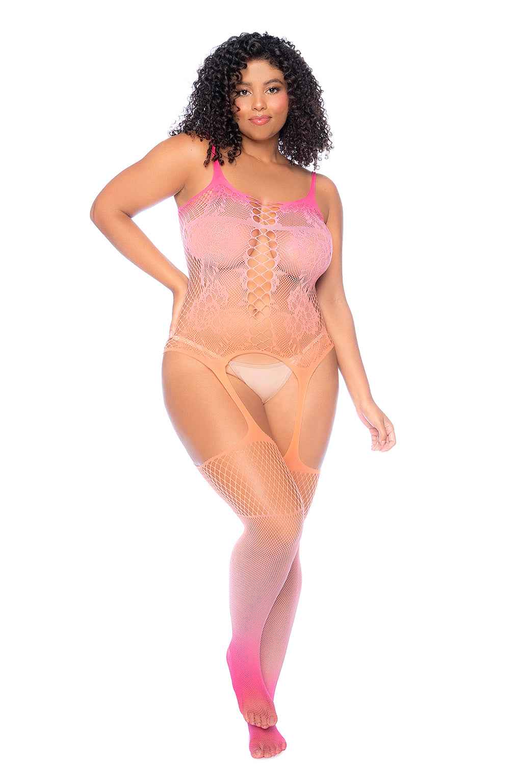 CT Lingerie Pink Ombre Plus Size Lingerie Bodystocking