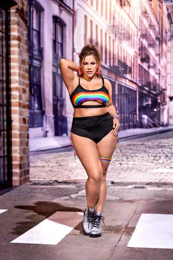CT Lingerie Rainbow Top & Panty Set Plus Size High-Waist