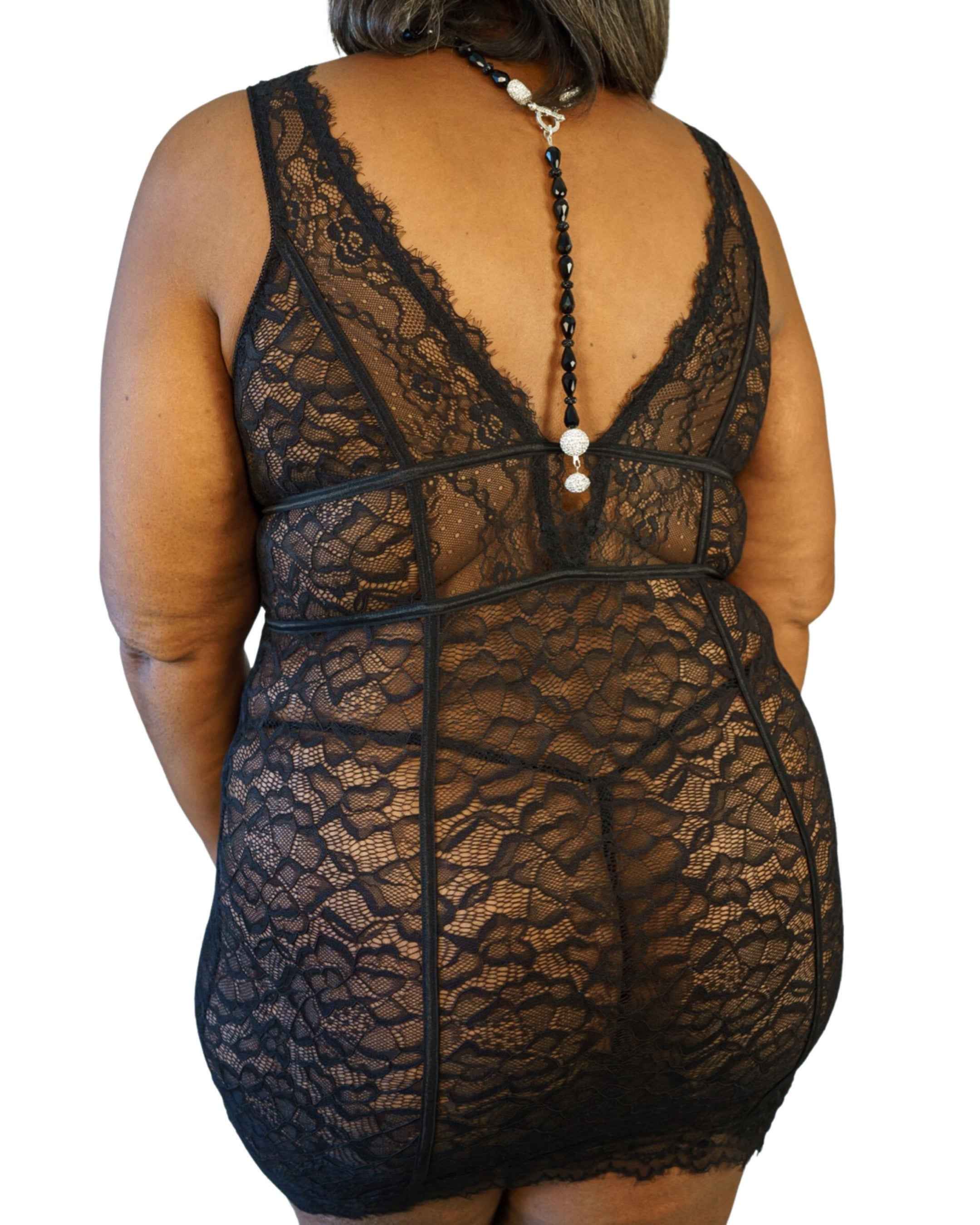 CT Lingerie Clearance Plus Size sexy black lace chemise