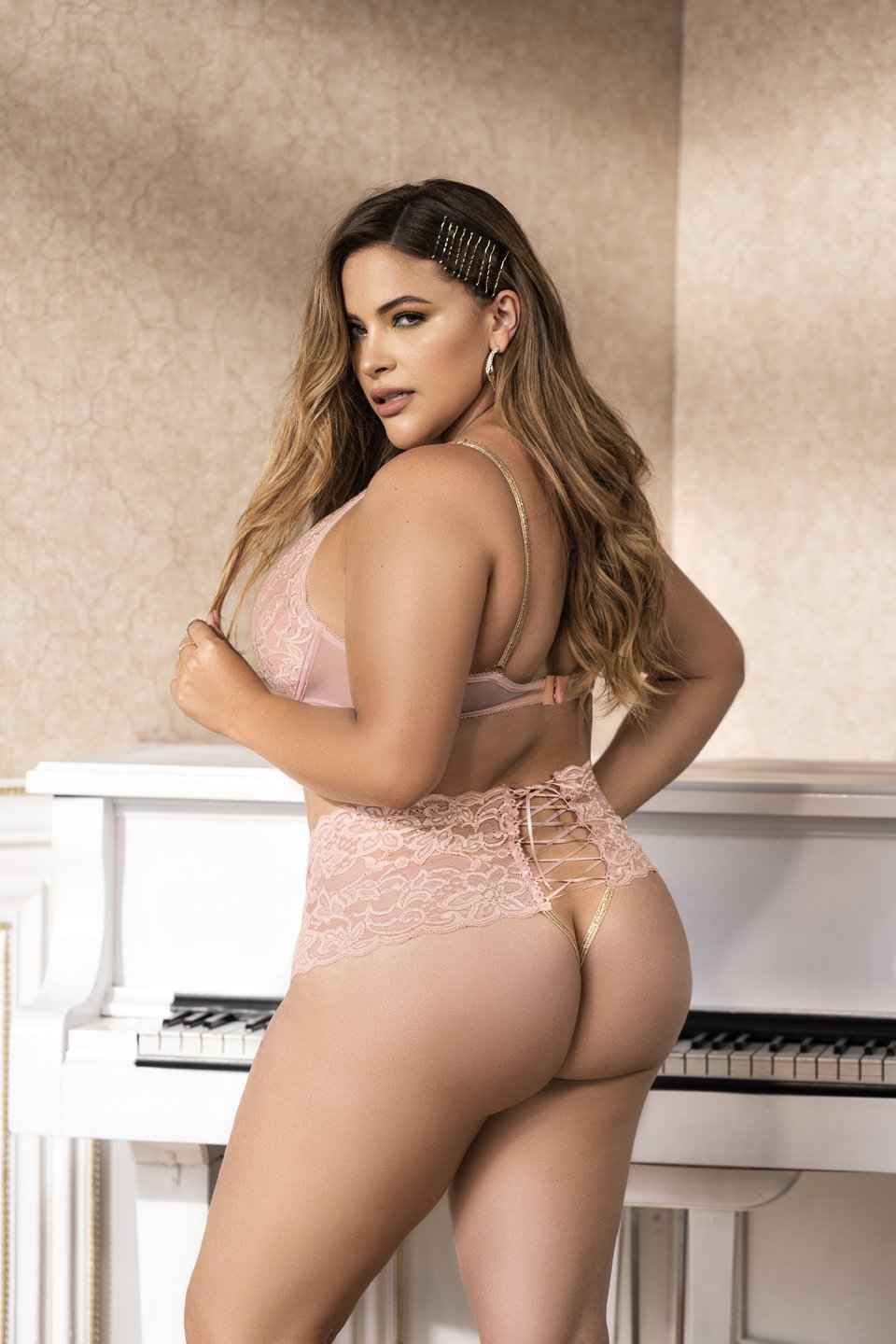 CT Lingerie Sheer Pink Lace Babydoll plus size lingerie