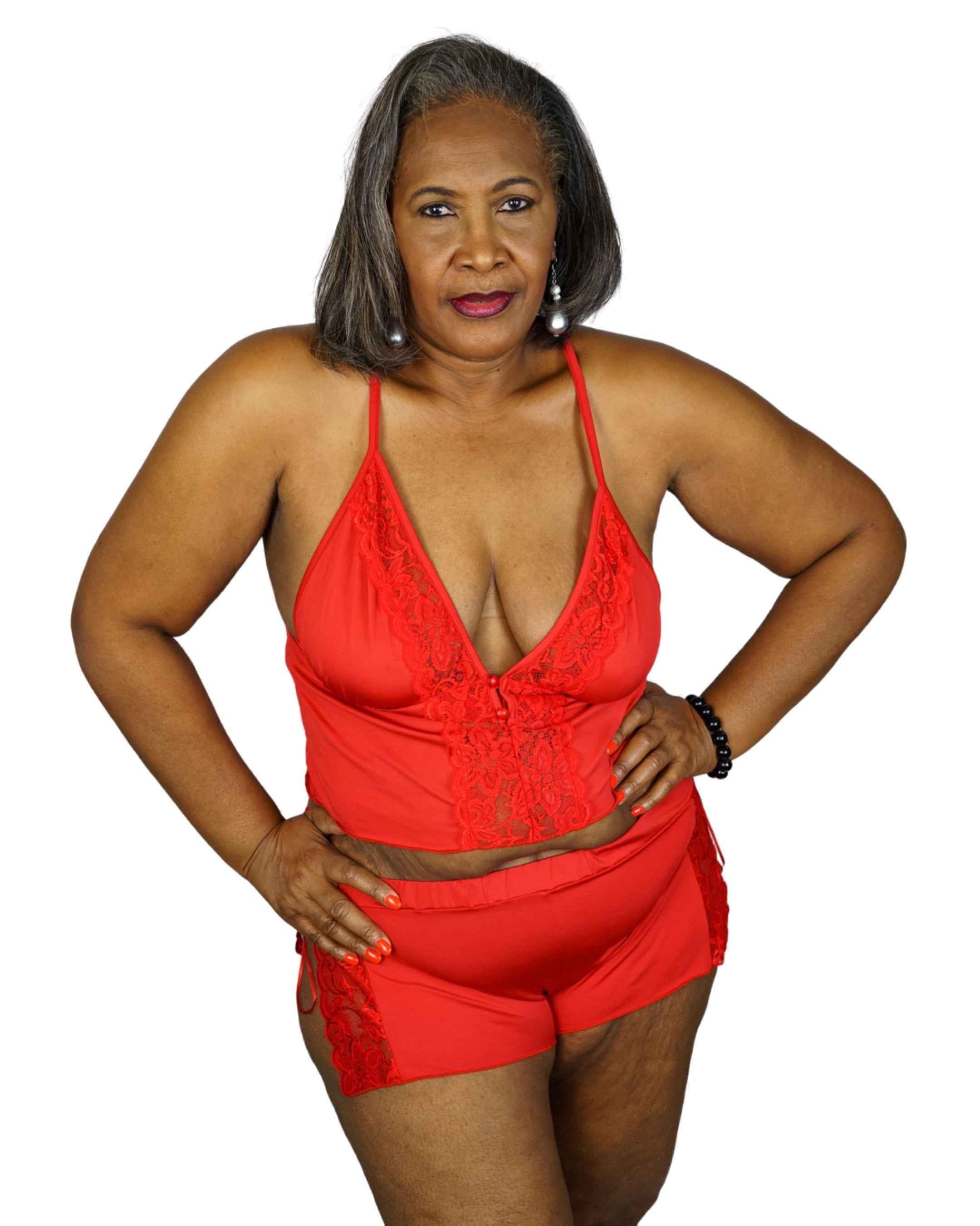 CT Lingerie Clearance Plus Size Floral Lace Cami Set