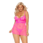 CT Lingerie pink plus size lace babydoll sheer mesh with adjustable straps in clearance